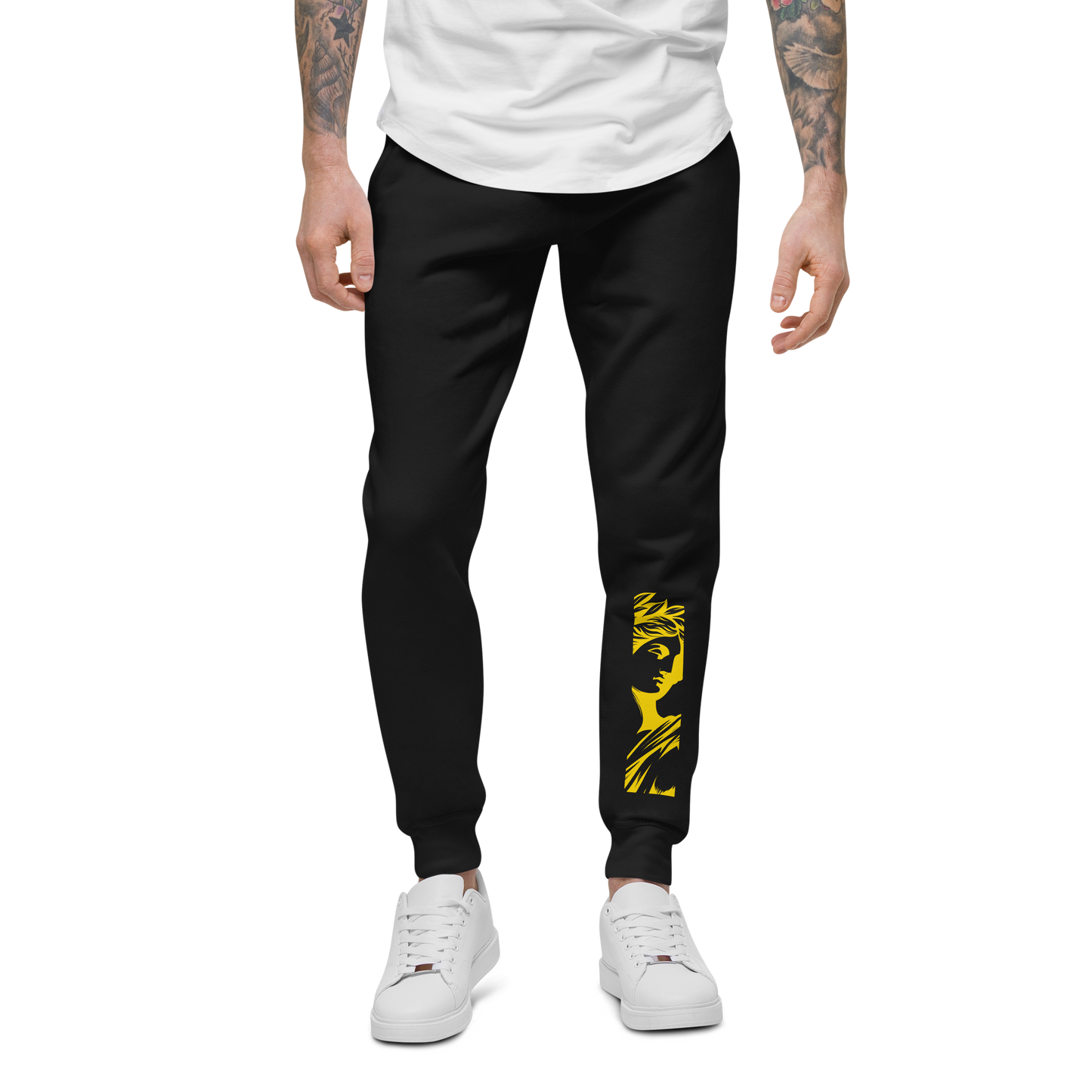 IsonFlex Sweatpants close-up: fleece-lined, cuffed leg, elastic waistband, side pockets.