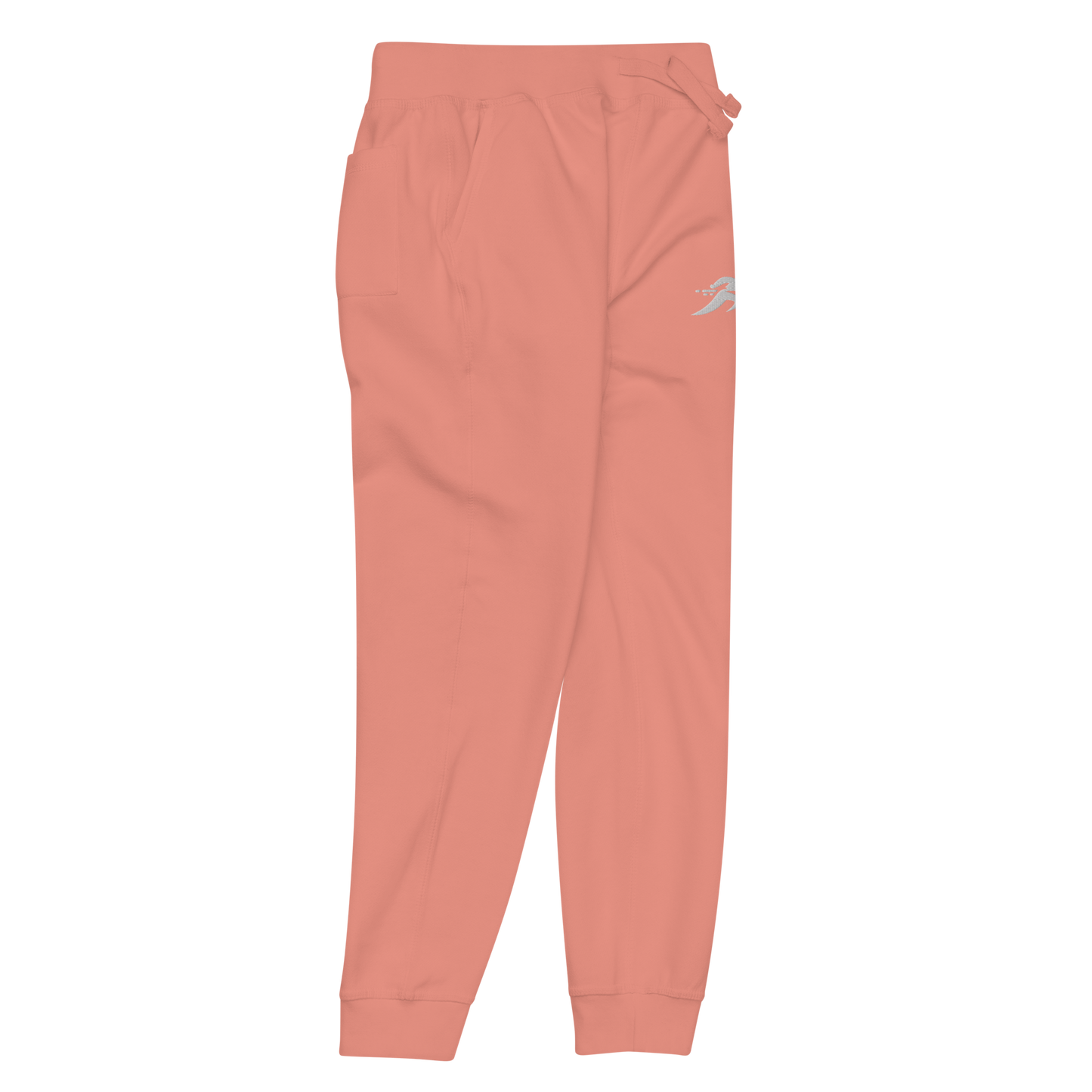 GoGirl Sweats: Close-up of pink fleece sweatpants with logo visible.