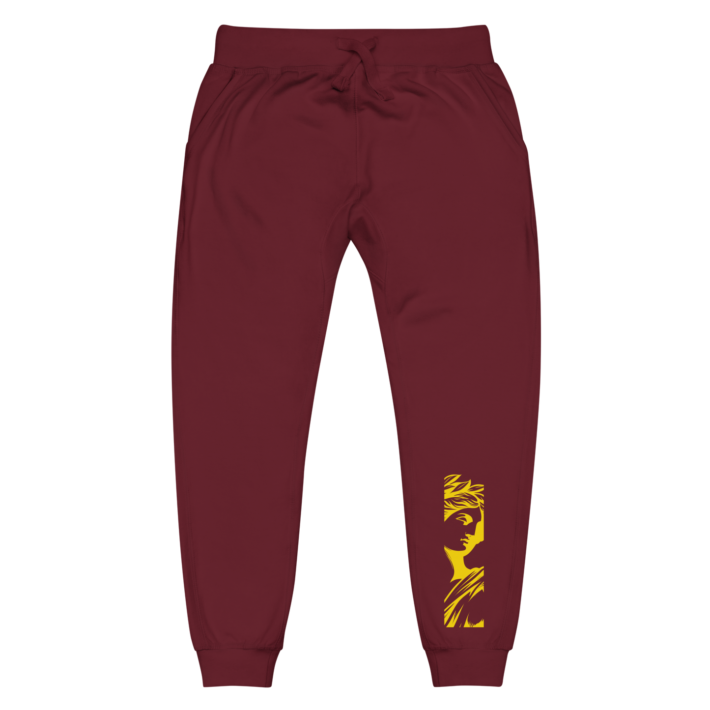 IsonFlex Sweatpants with a yellow logo, fleece-lined, and elastic waistband.