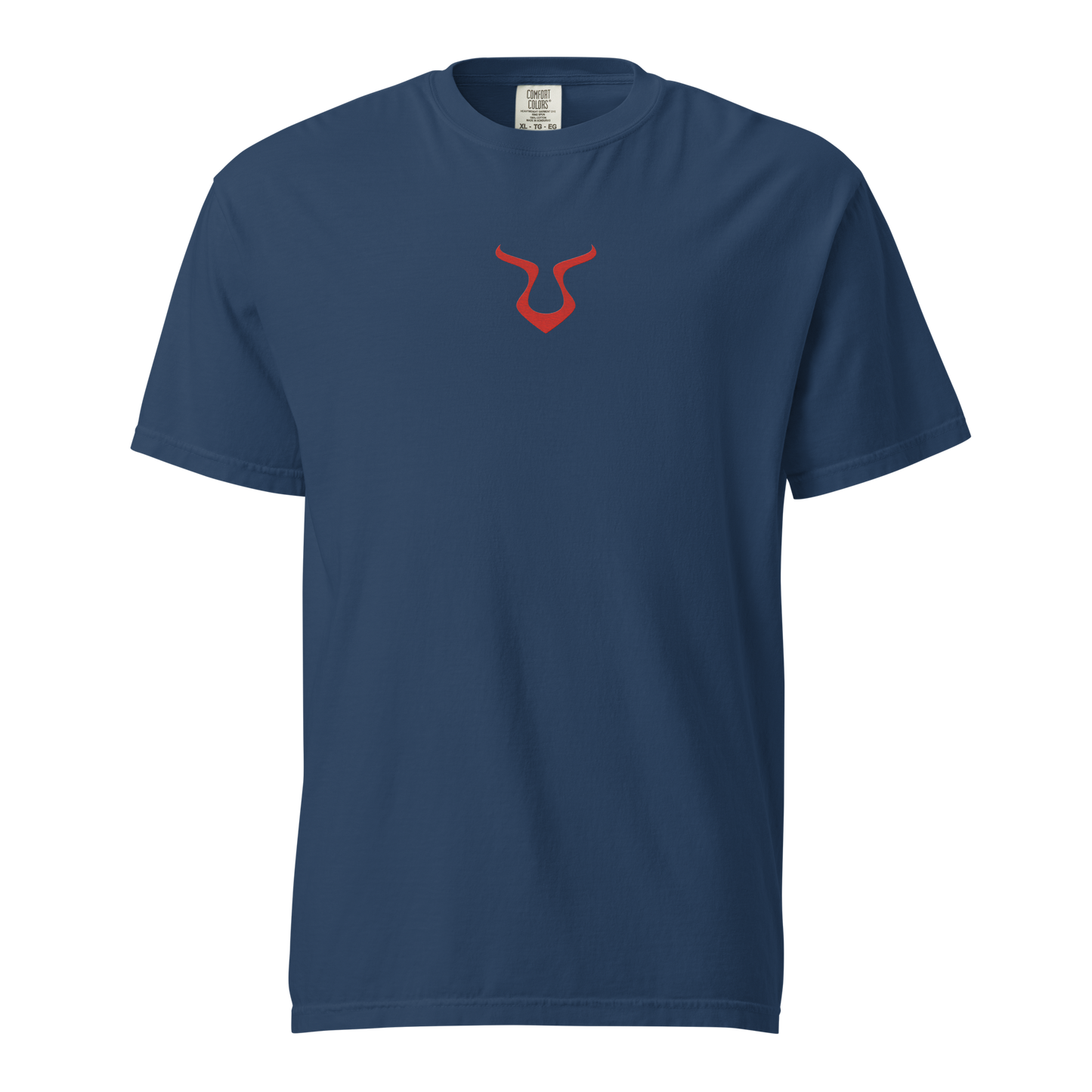 V - Shirt with red bull logo, heavyweight 100% cotton.