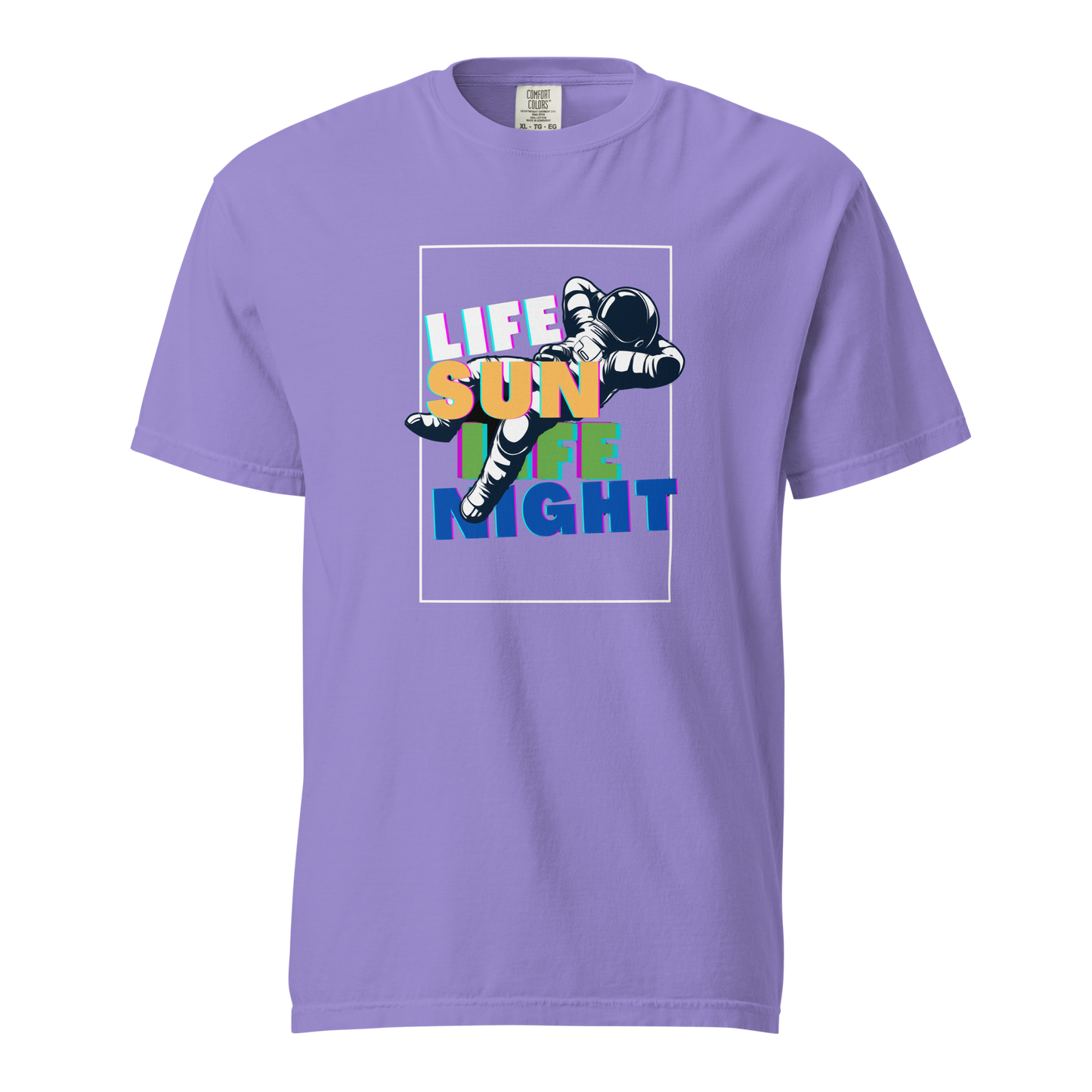 Cosmic Drift purple tee with durable, breathable design for kids.