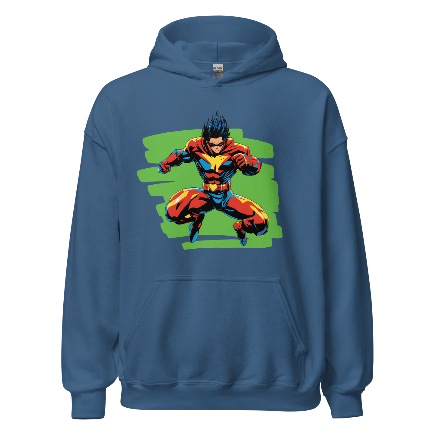 Dynamic Action Hoodie featuring a cartoon character, ideal for cooler evenings.