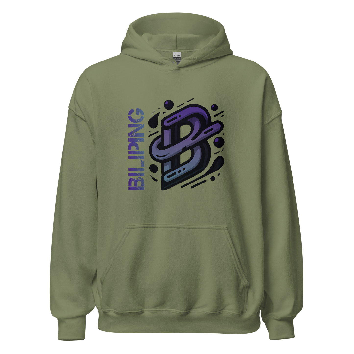 B-G Hoodie close-up; sleek and soft with 'B' detail.
