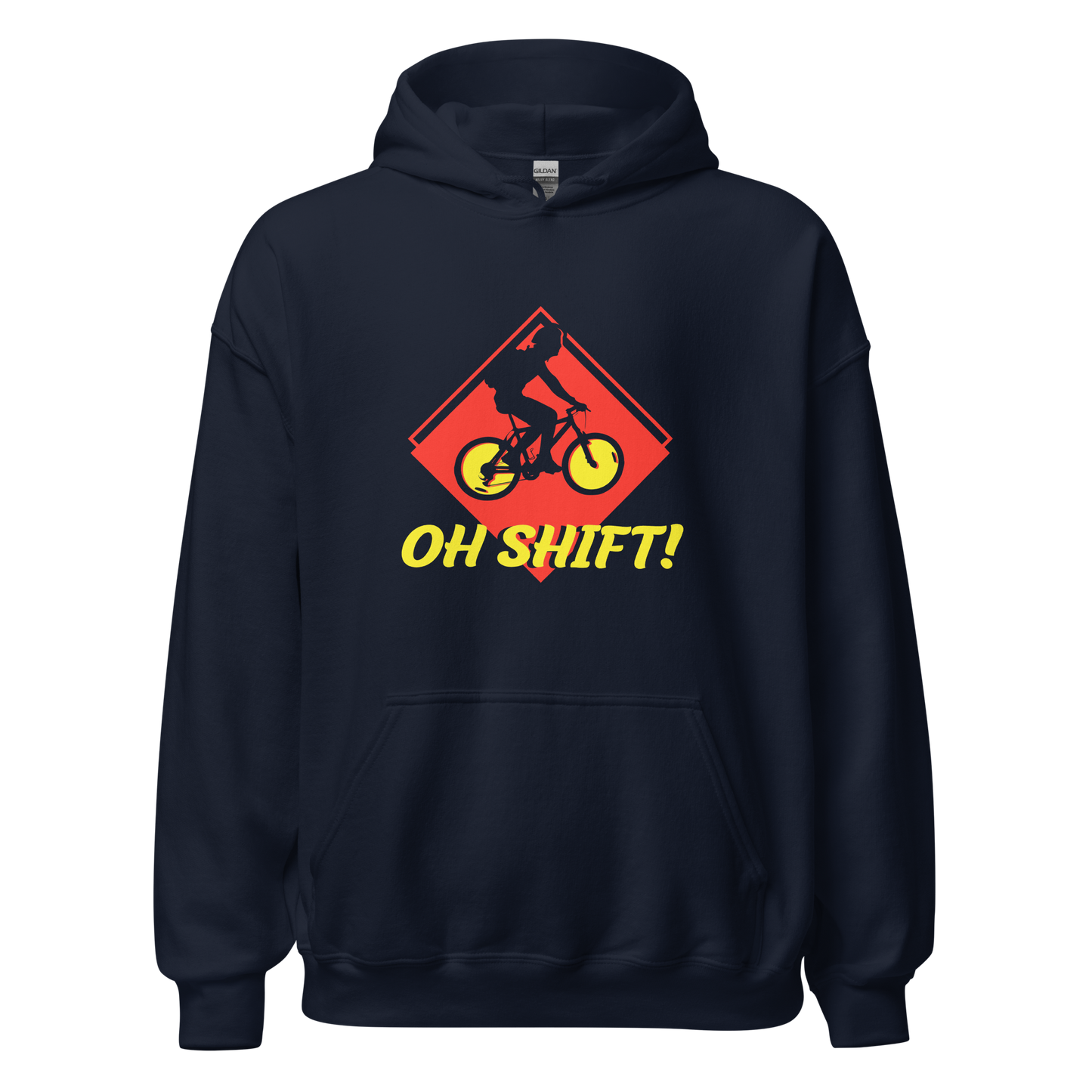 Shift Your Gears hoodie: silhouette cyclist design, soft, durable fabric, perfect for cool evenings.