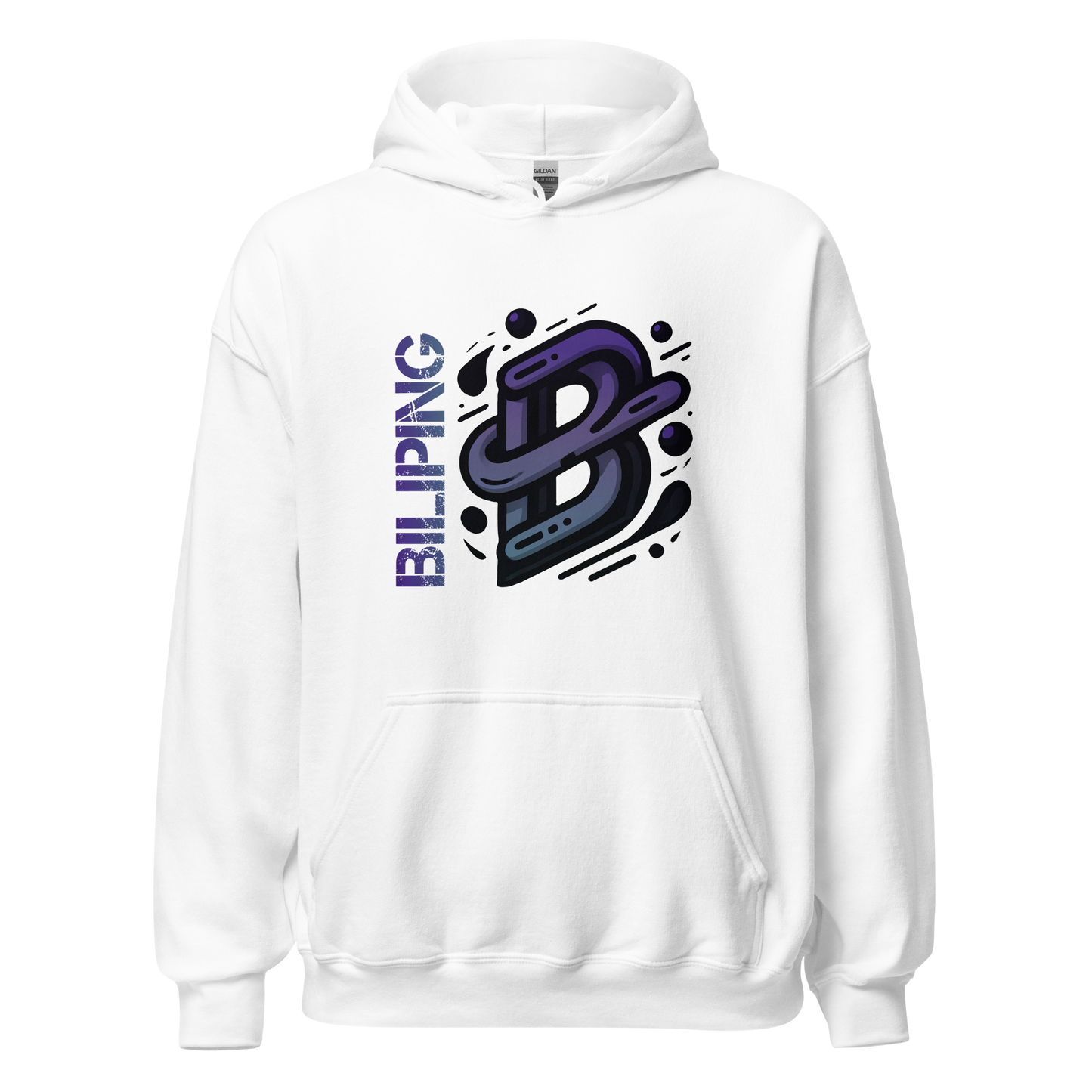B-G Hoodie close-up, showcasing logo, pocket, and soft fabric texture.