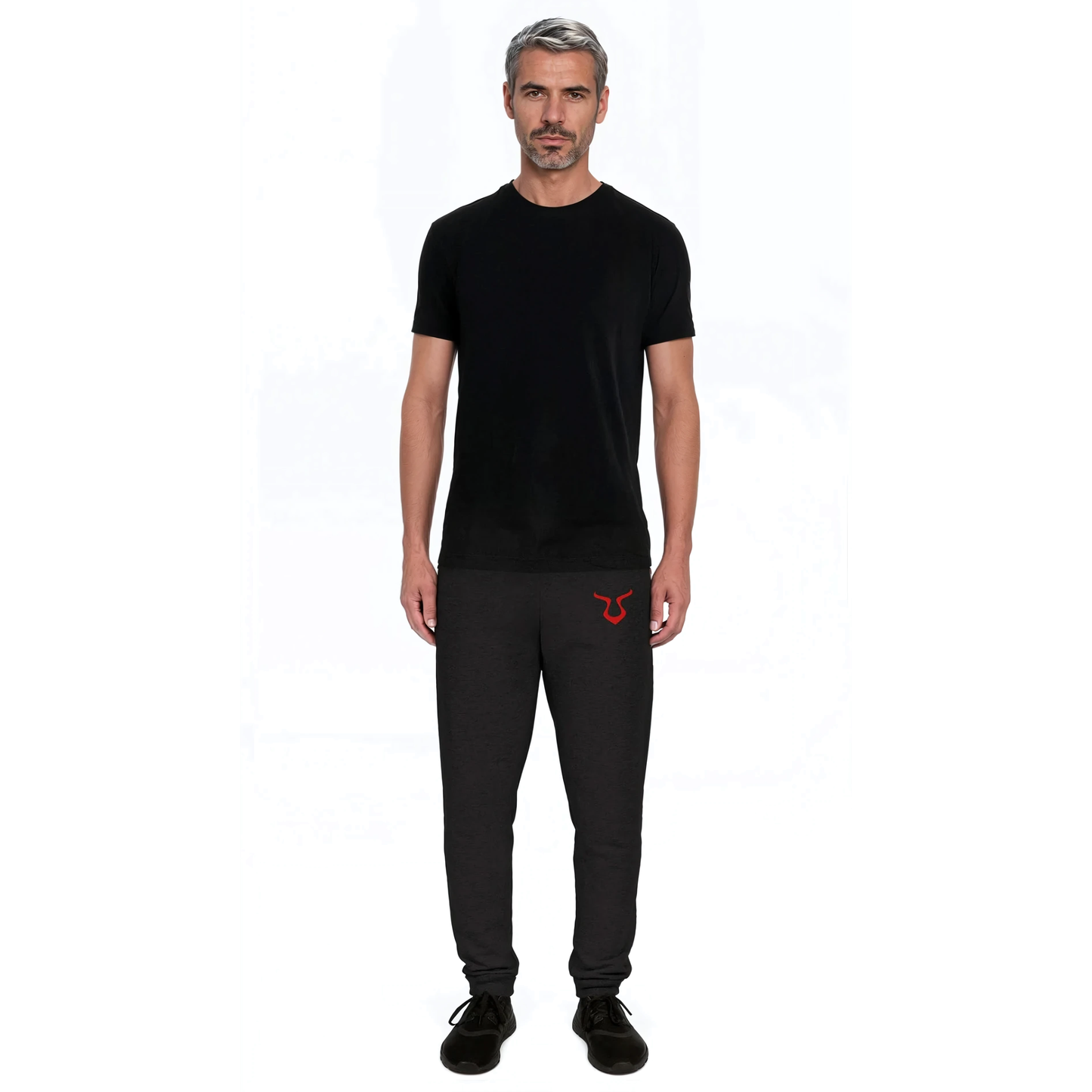 Close-up of V - Joggers showcasing sleek tapered fit and rib cuffs.