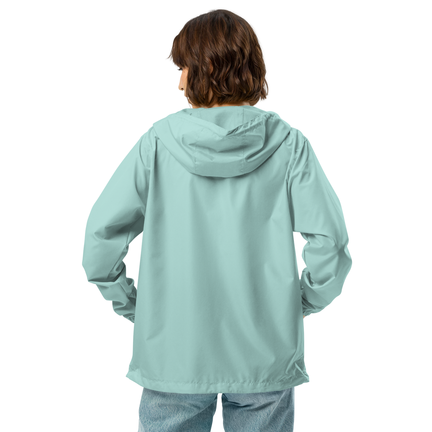 Person wearing Biliping Windbreaker, showcasing its sleek design and hood.
