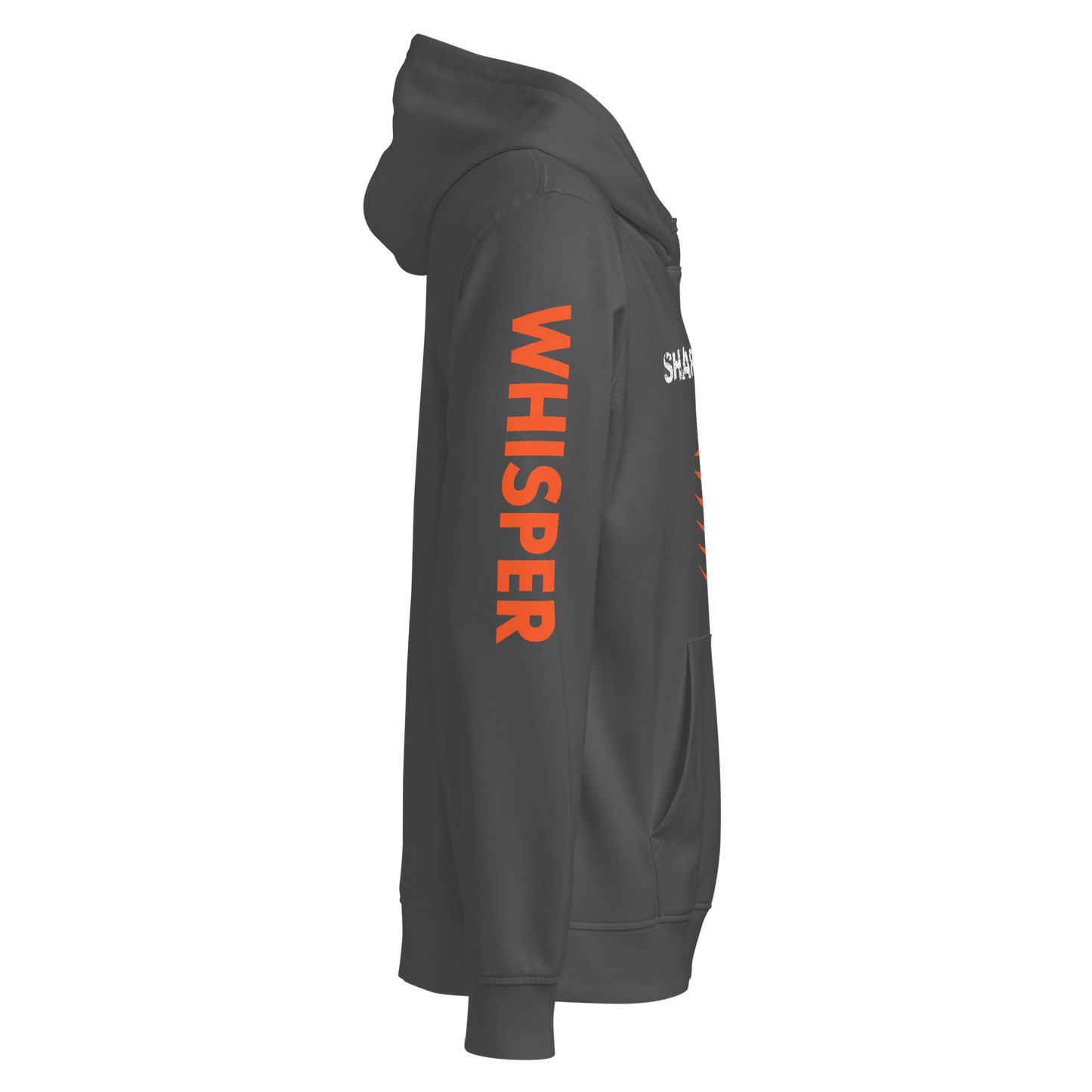 Precision Whisper mid-weight hoodie, close-up of sleeve and fabric detail.