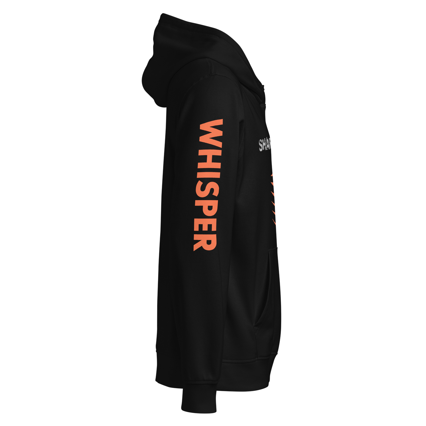 Precision Whisper mid-weight hoodie, organic cotton blend, half-moon detail, unisex fit.