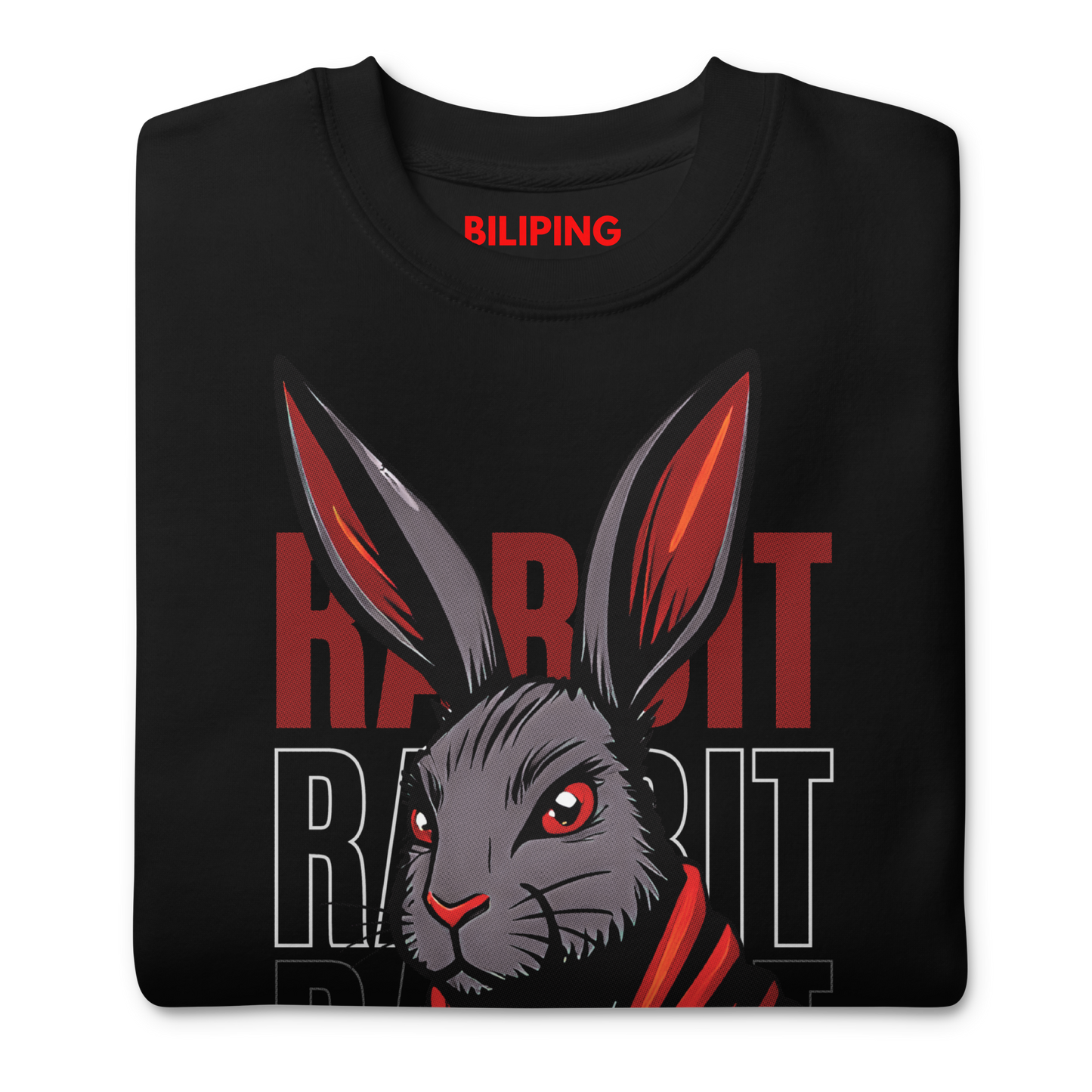 Burrow sweatshirt featuring a cartoon rabbit face.