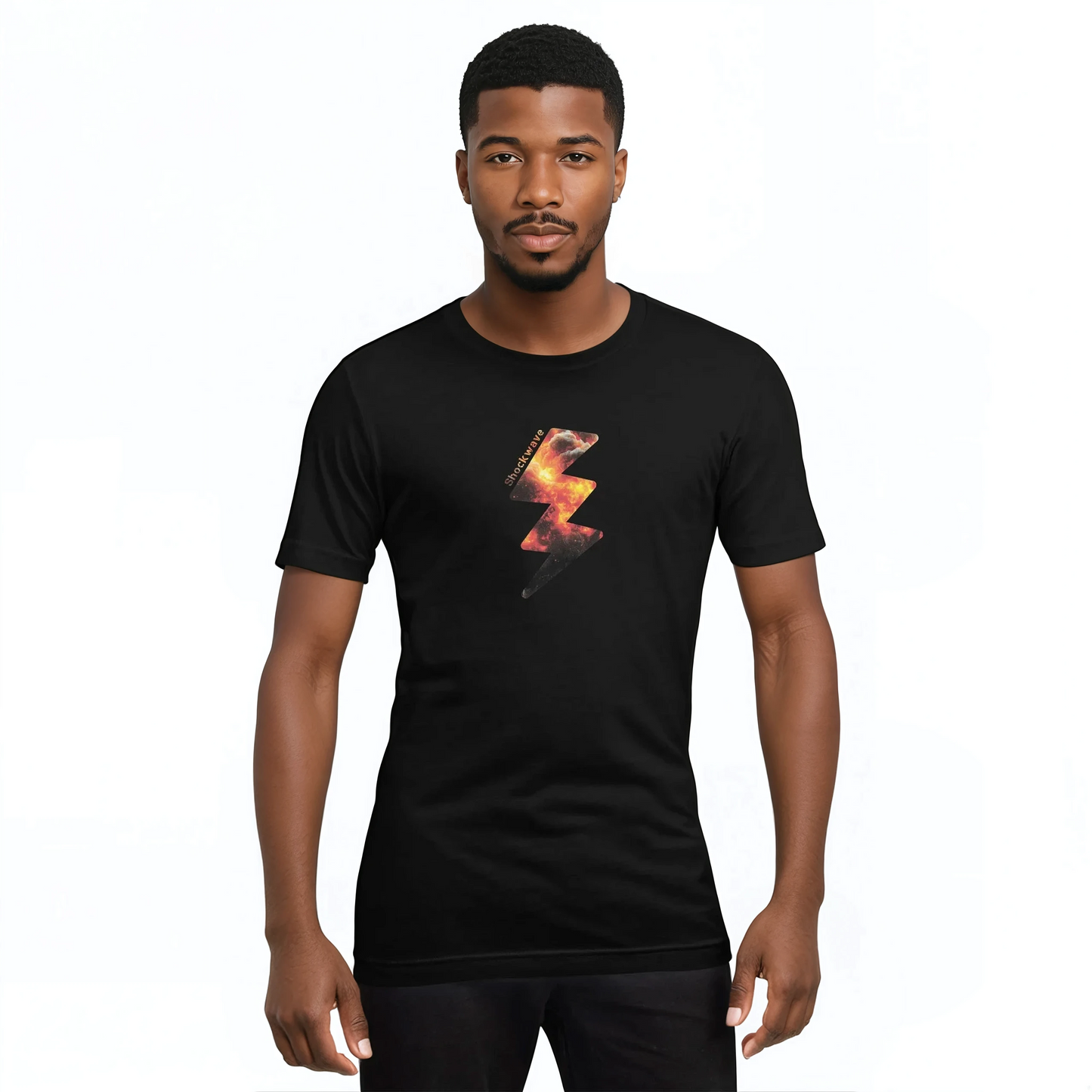 Shockwave tee, ultra-soft, lightweight, breathable, perfect stretch, close-up view.