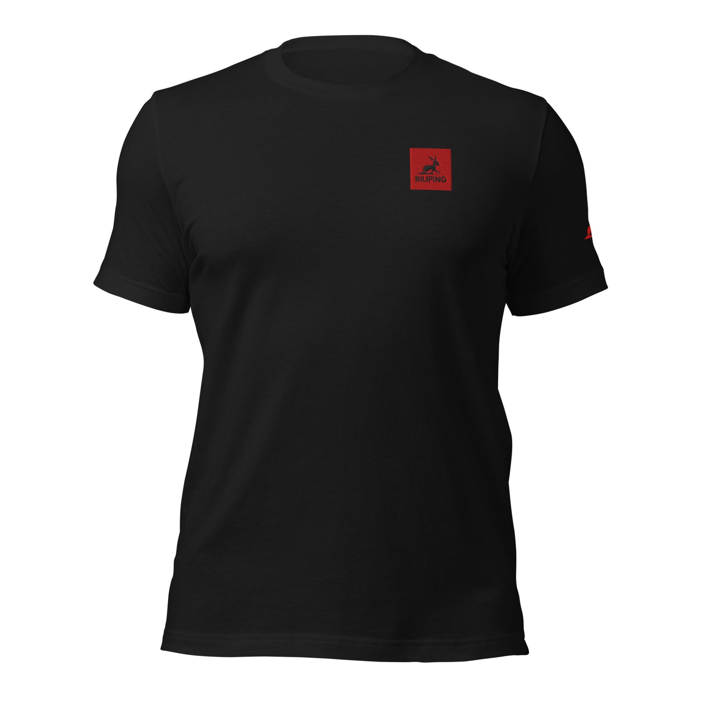Fieldline – Red Rabbit Edition black tee with red rabbit patch.