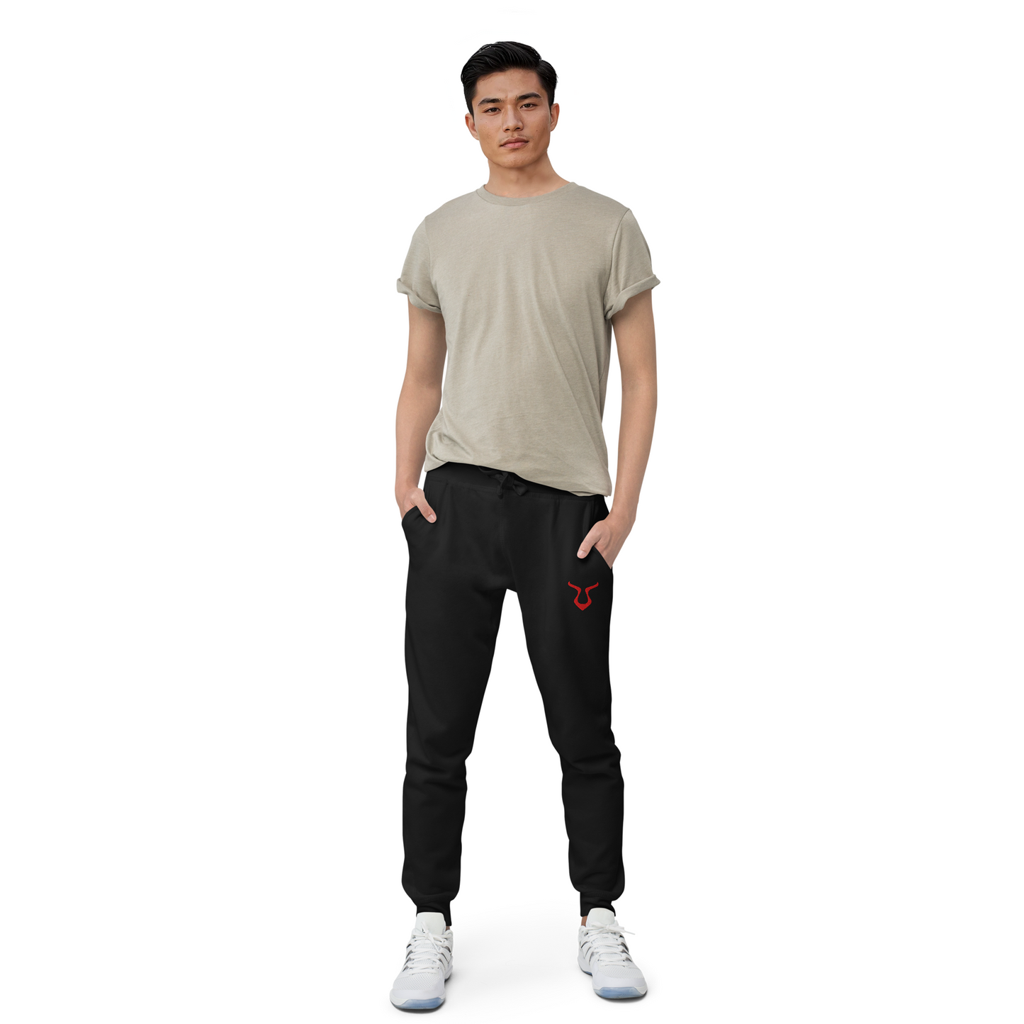 Man wearing V - Sweatpants, hands in pockets, highlighting comfort and style.