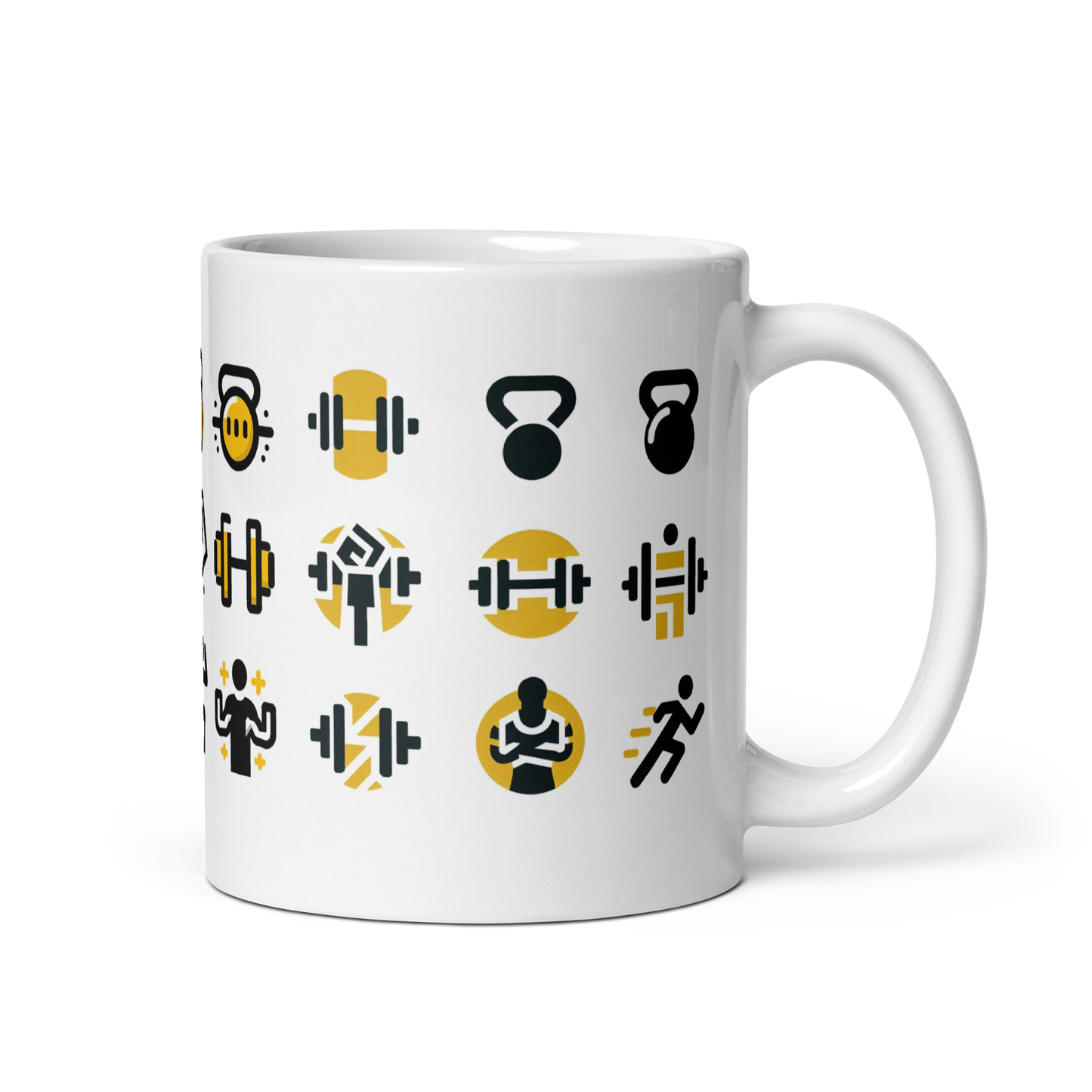 No Pain No Gain Mug with motivational black and yellow design.