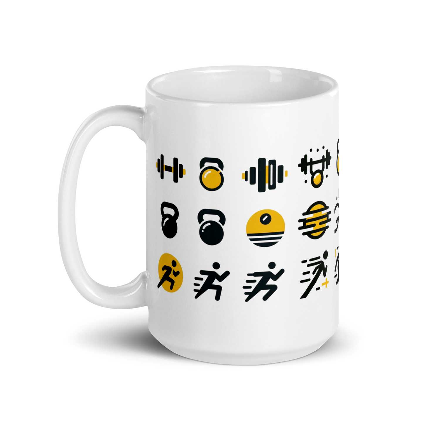 No Pain No Gain Mug with kettlebell logo design.