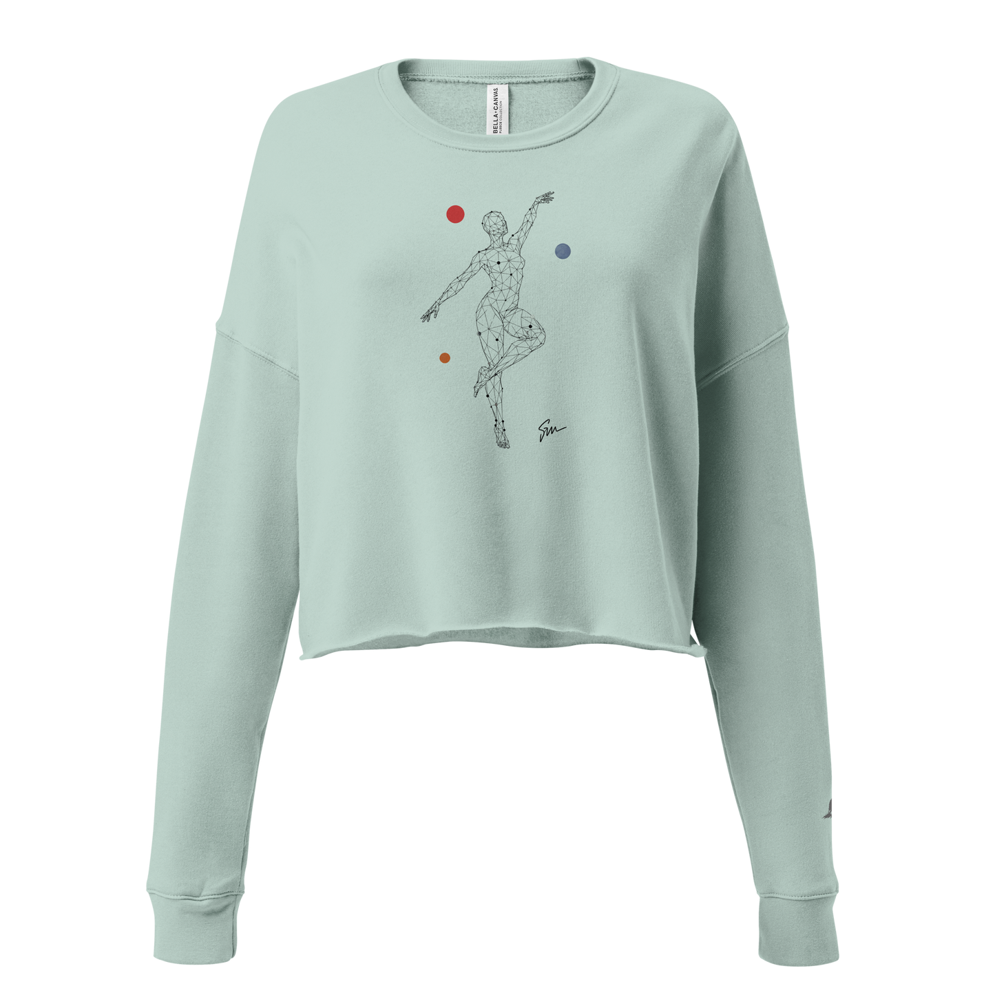 Linea Dance Sweatshirt close-up, showcasing its cropped fleece design and ribbed details.