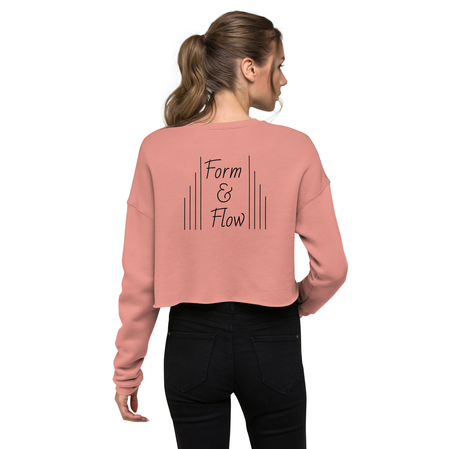 Women’s cropped sweatshirt in mauve, back view