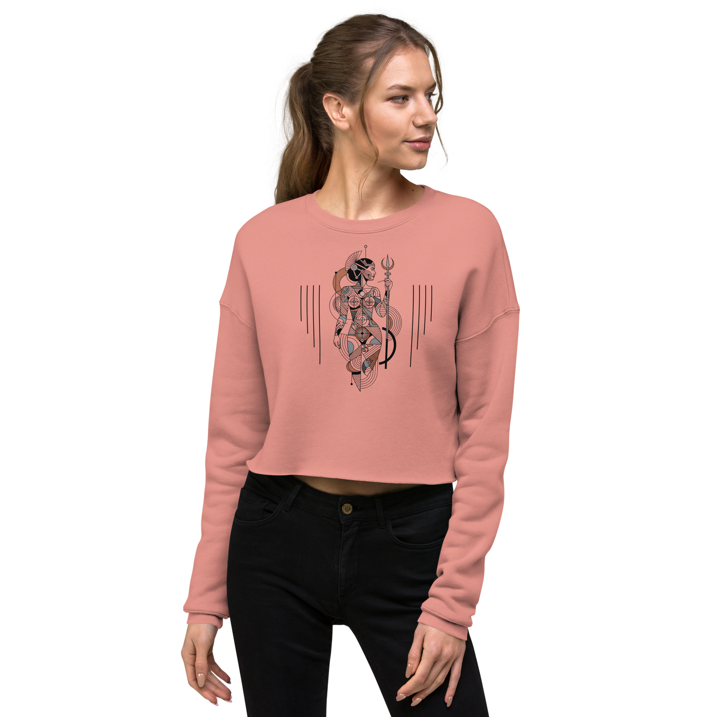 Women’s cropped sweatshirt in mauve, front view