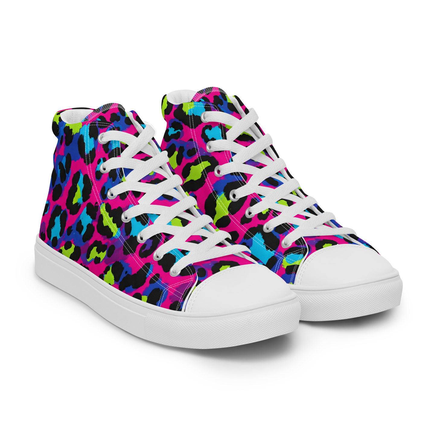 Electric Cheetah High-Tops showcasing their sleek design and canvas build.