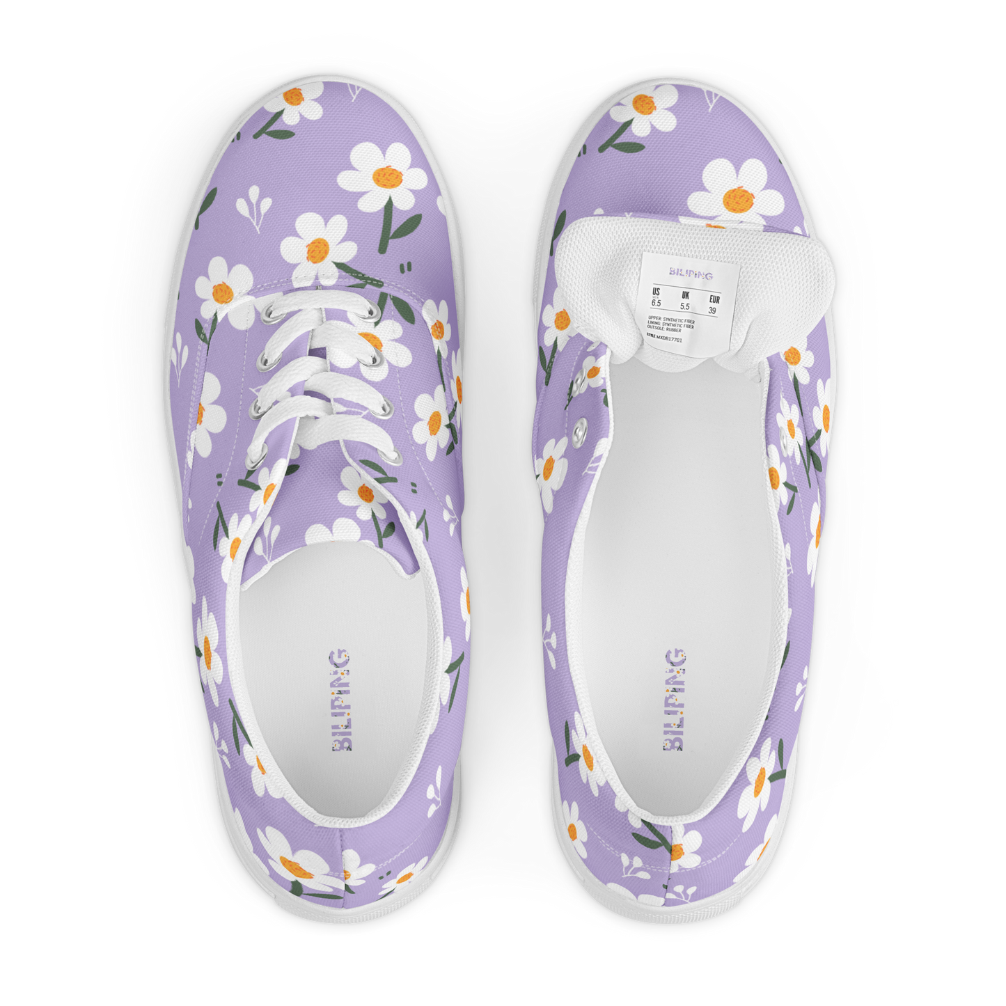 Petal Parade women's canvas sneakers with white laces and floral design.