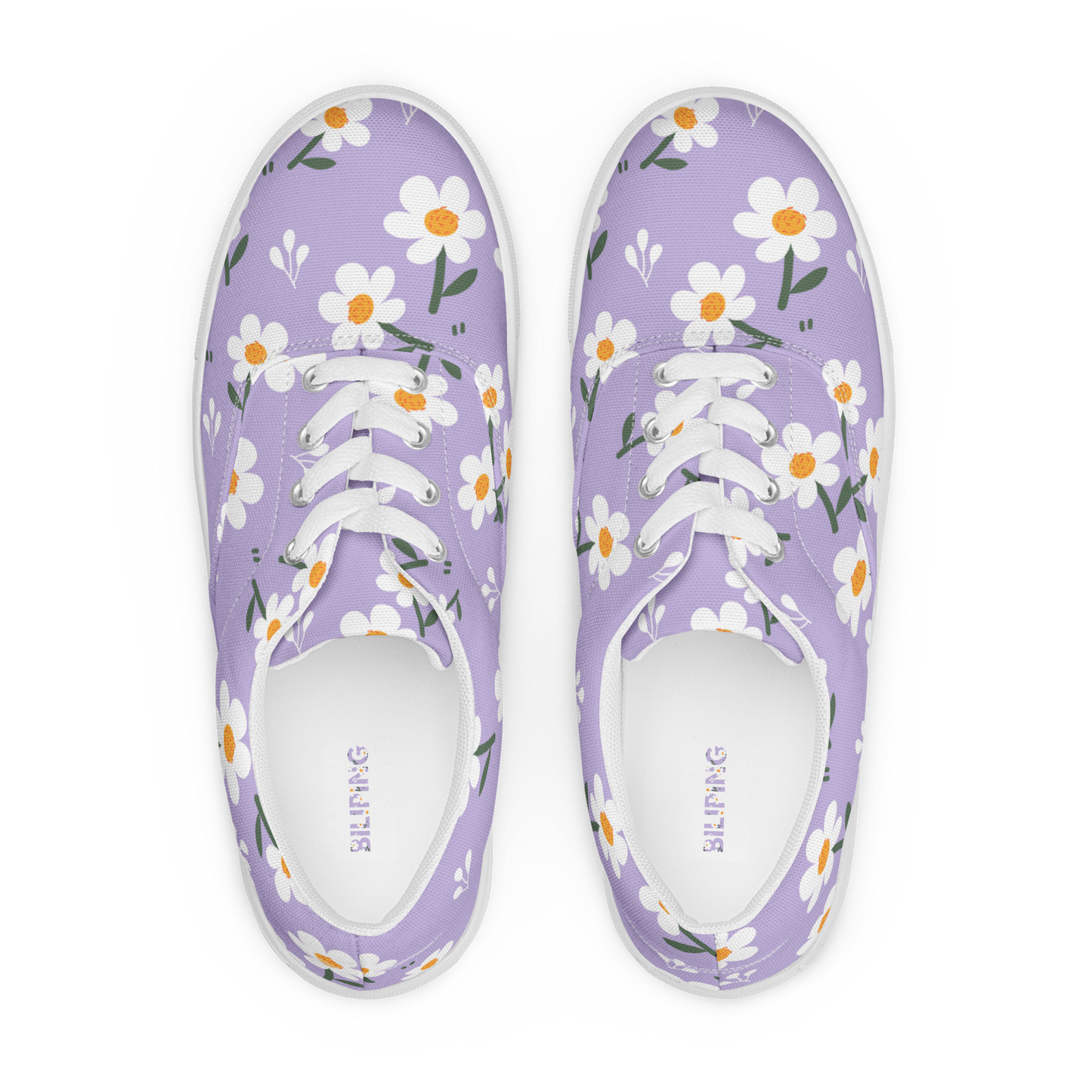 Petal Parade canvas sneakers with white flowers and laces.