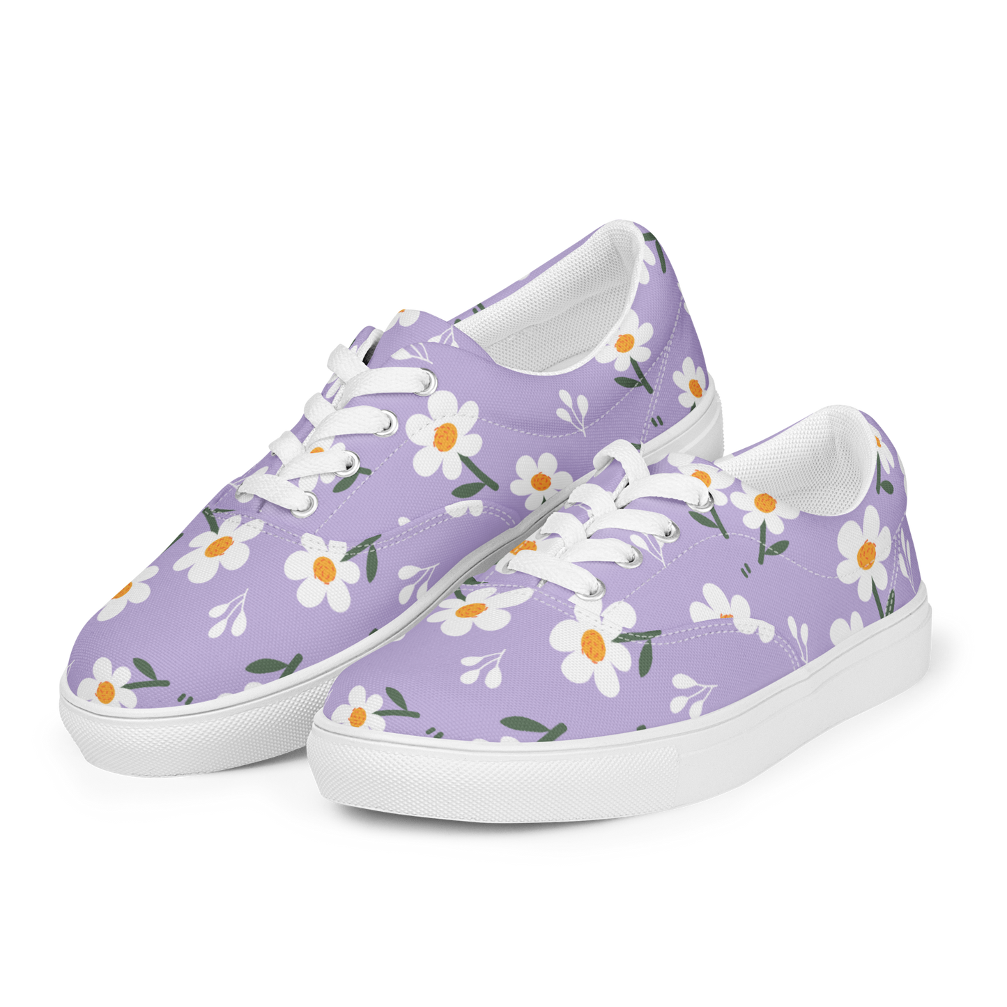 Petal Parade women's canvas sneakers with white laces and floral accents.