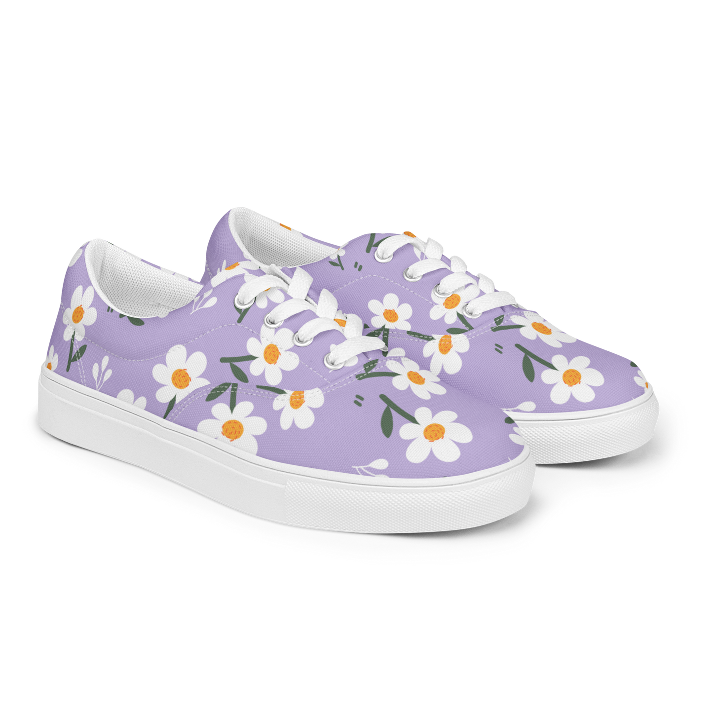 Petal Parade women's canvas sneakers showcasing white floral accents.