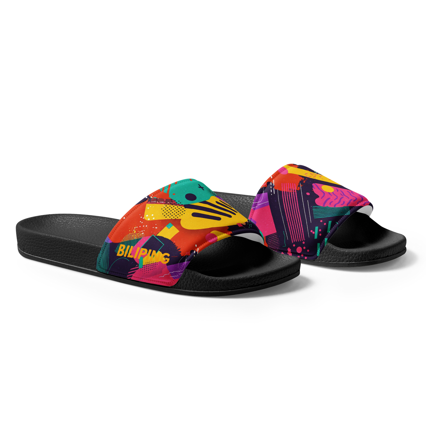 Chromatic Comets Slides, open-toed sandals with cushioned strap and contoured footbed.