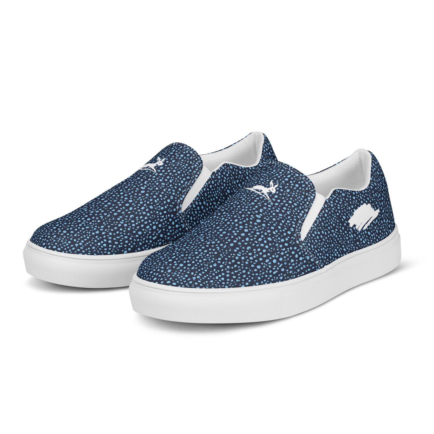 Blue Pebble Dash Slip-Ons with durable canvas and slip-on design.