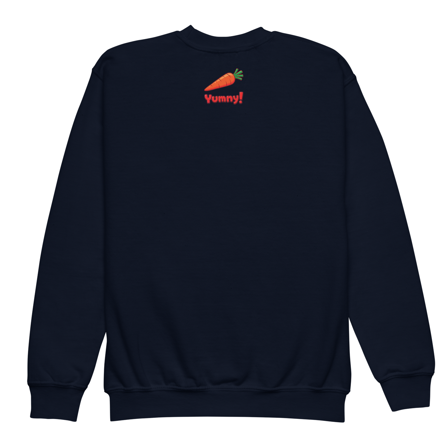 Wise Rabbit Sweatshirt featuring a carrot design on the back, cozy fleece.