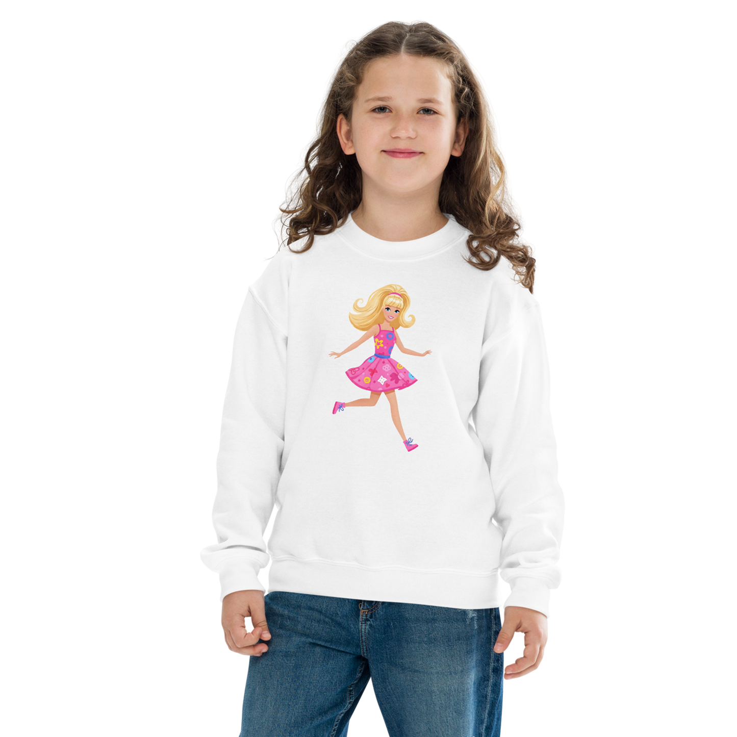 Little Pop of Fun Sweatshirt, showcasing cozy fleece fabric and double-needle stitching.