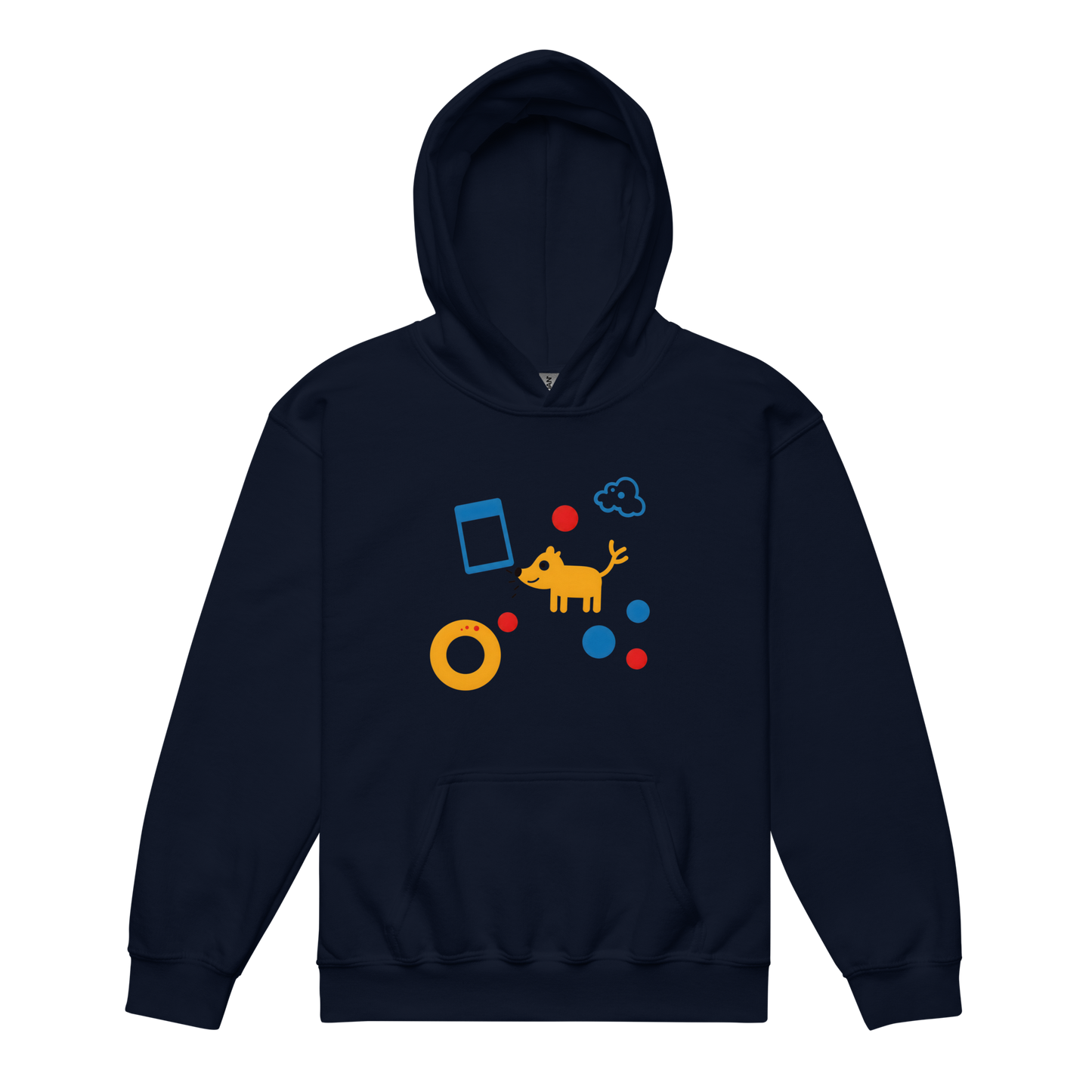 Sniffing Around youth hoodie; cozy, breathable, durable with no drawcords.