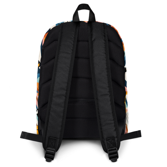 Abstract Shape Backpack's back view showing sleek design and zipper details.