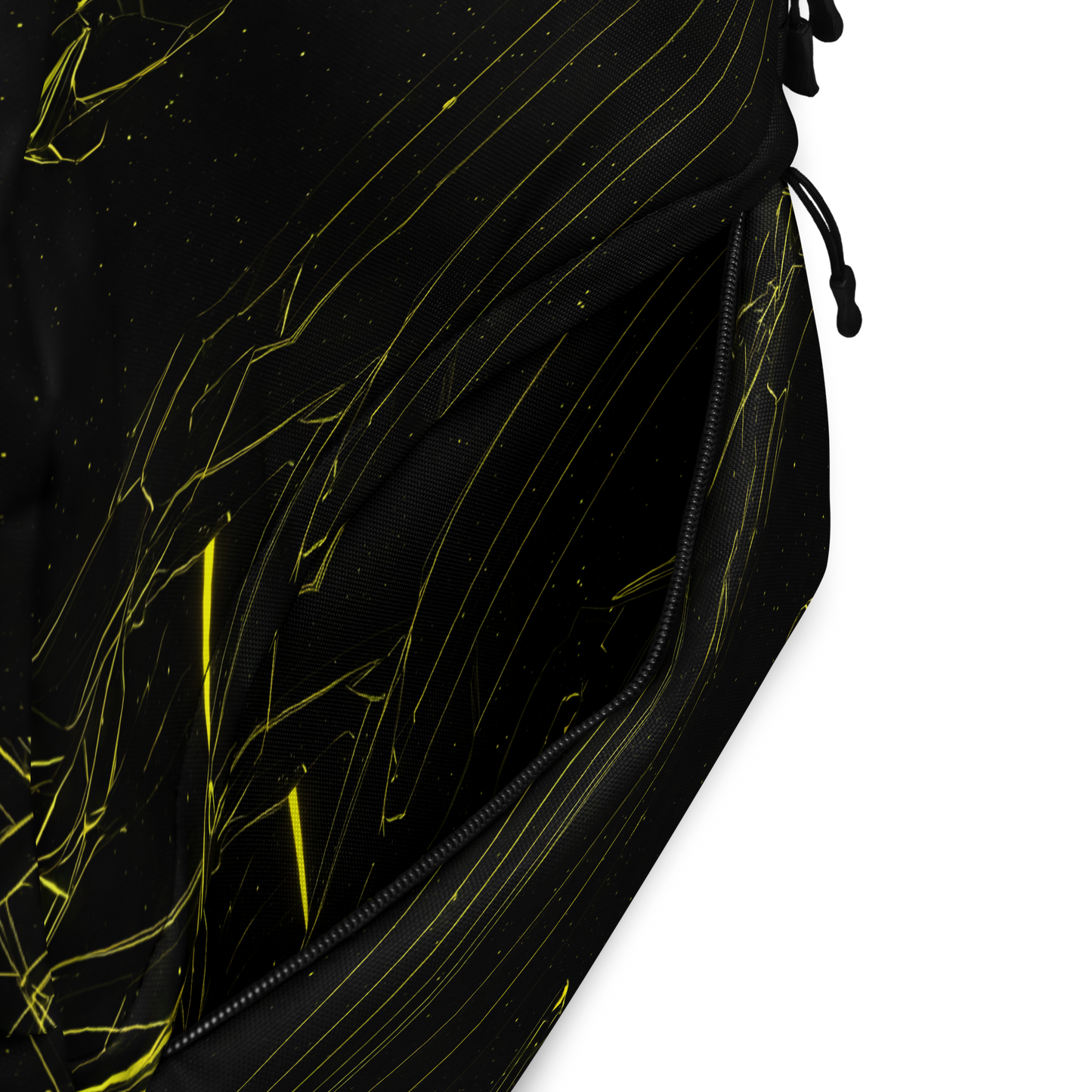 Cosmic Glitch Backpack close-up, showcasing sleek design and durable fabric.
