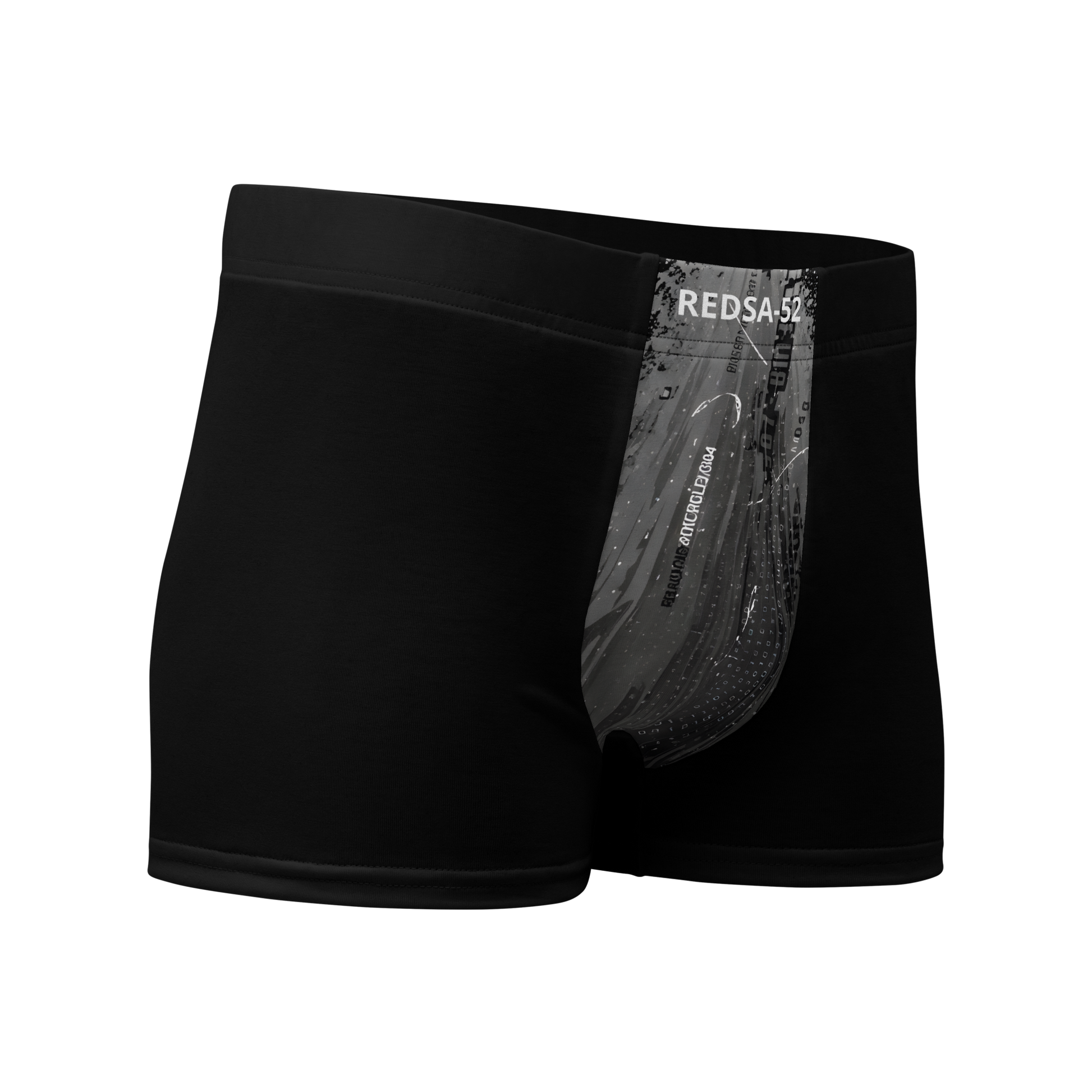 REDSA-52 boxer briefs, close-up of soft, stretchy fabric and seamless details.