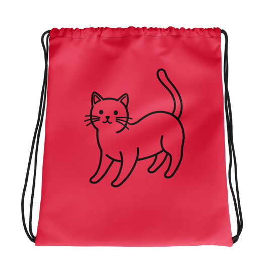 Kitty Catbag with black cat design, drawstring closure, twin cotton handles.