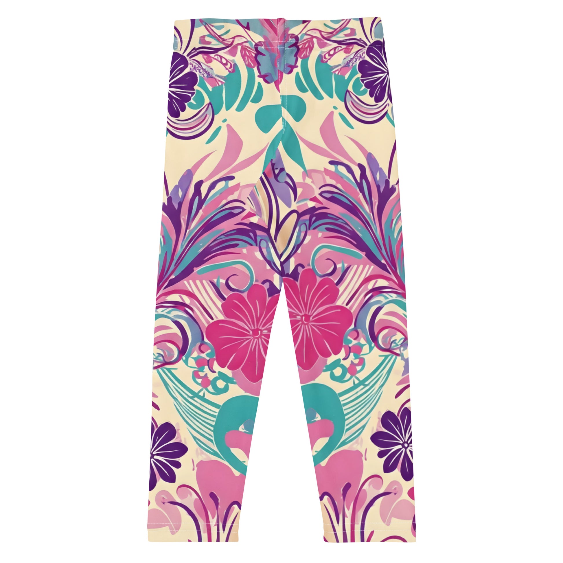 Color Quest Pants: Close-up of flower-inspired pattern on kids' leggings.