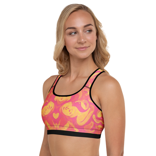 Peach Blaze Sports Bra showcasing reinforced straps and scoop neckline.