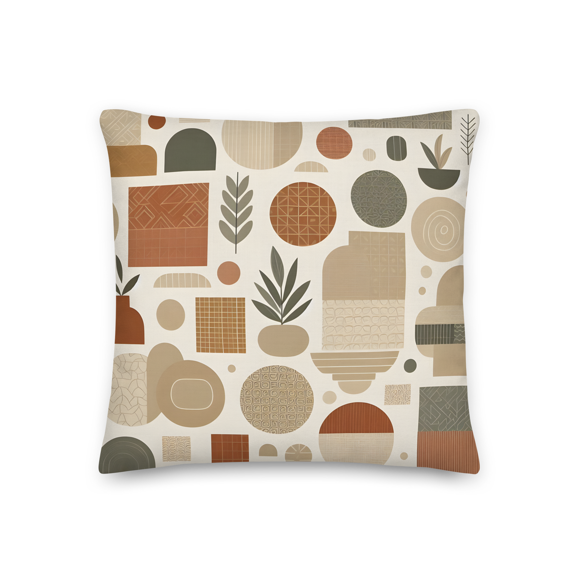 Premium Pillow 1 with leaf pattern, soft texture, and hidden zipper.