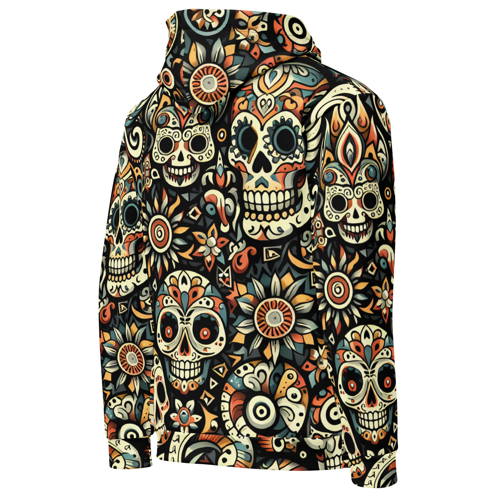 Grimz Hoodie featuring vibrant art-inspired motifs and cozy brushed fleece interior.