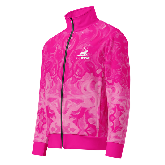 Biliping track jacket with quality zippers, front pockets, and brushed fleece lining.