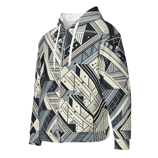 Zip hoodie of Pattern Sq with artistic pattern and relaxed fit.