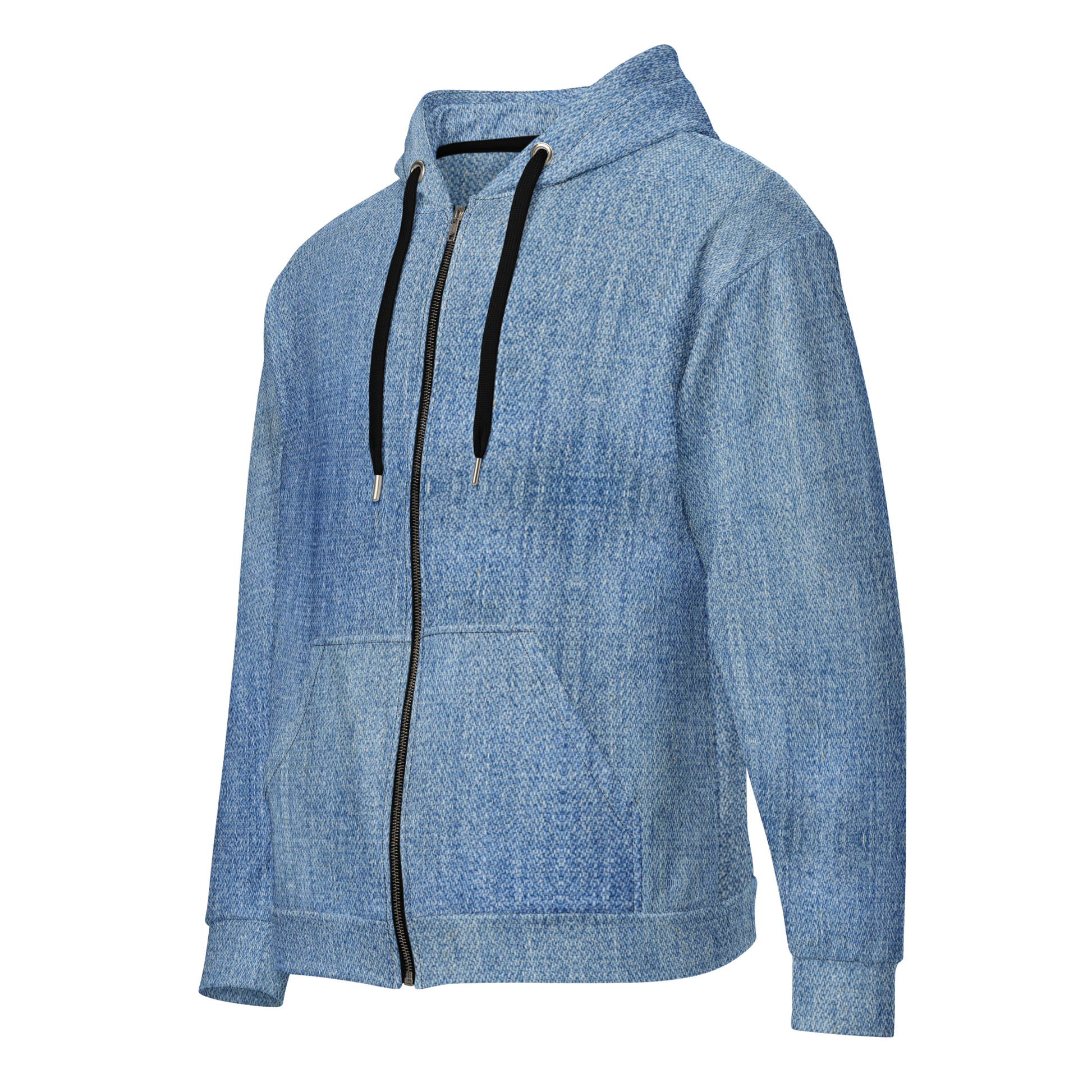 True Ease Zip hoodie with black zipper and straps, showcasing sustainable design.