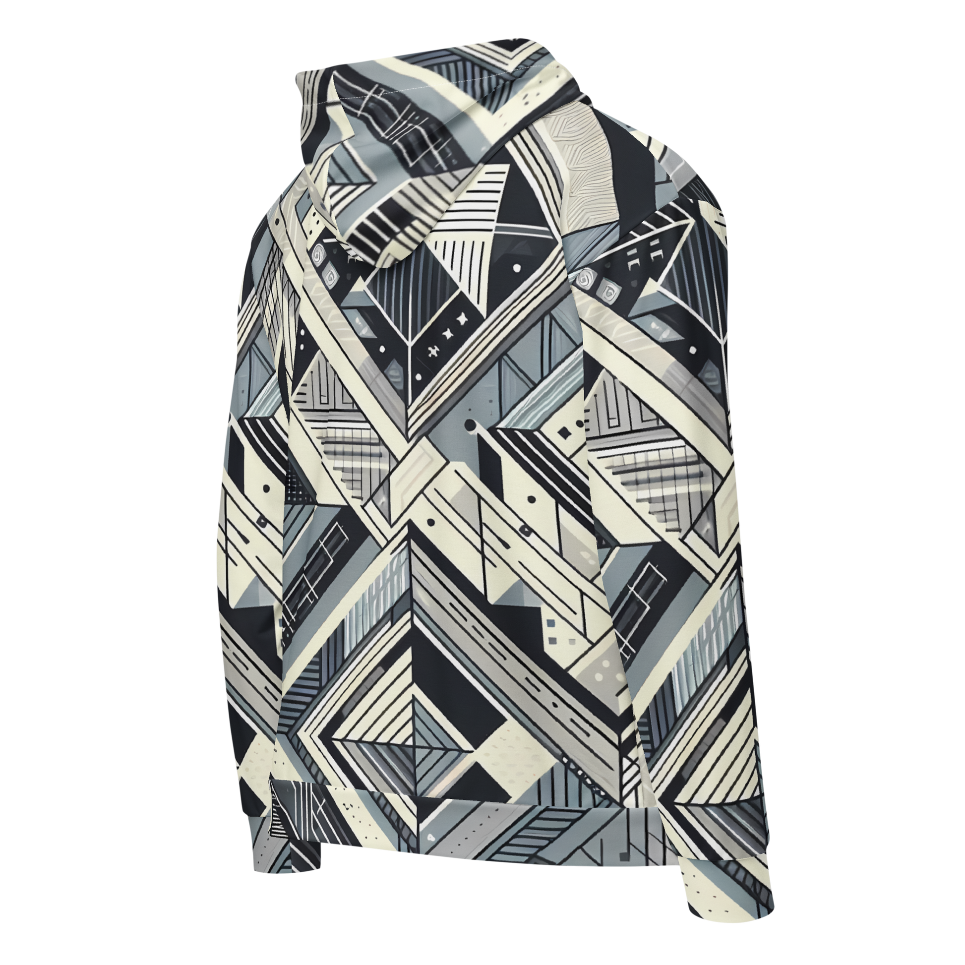 Zip hoodie of Pattern Sq with soft, cotton-like fabric and brushed fleece.