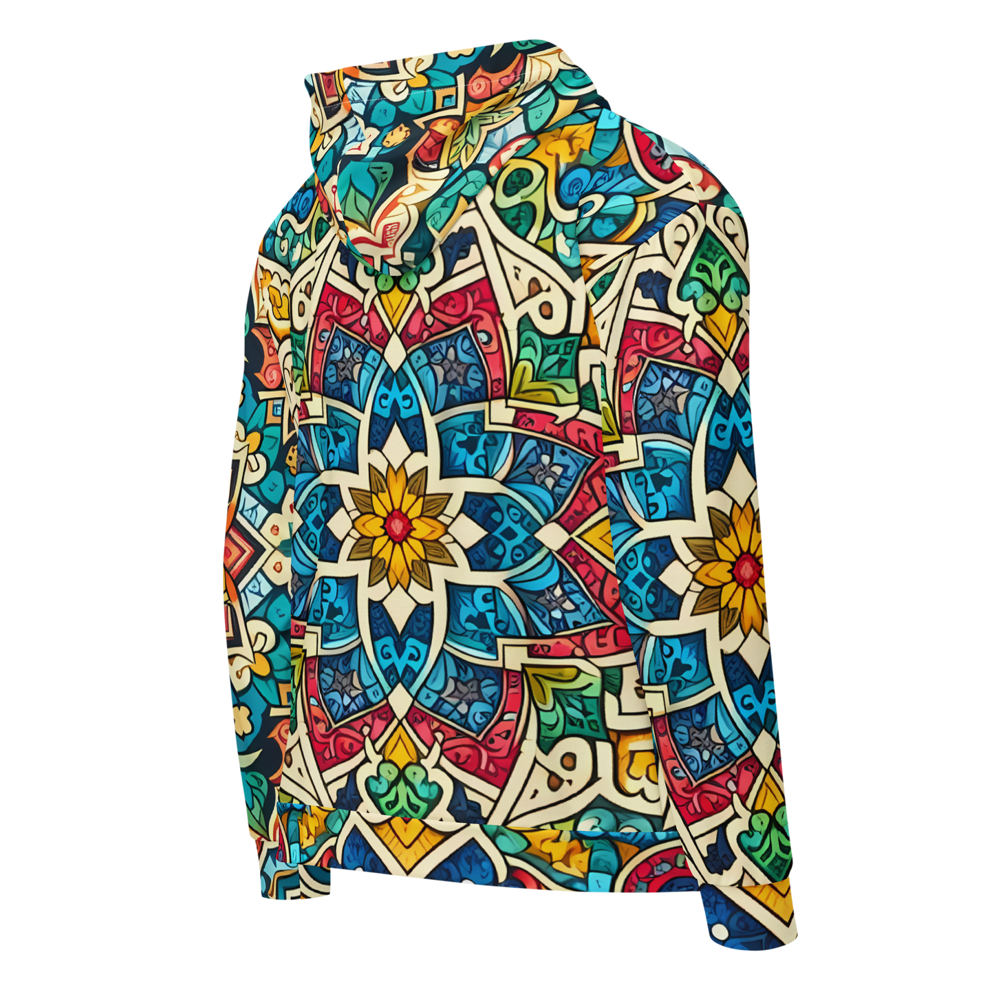 See Wel versatile zip hoodie with artistic patterns, unisex relaxed fit.