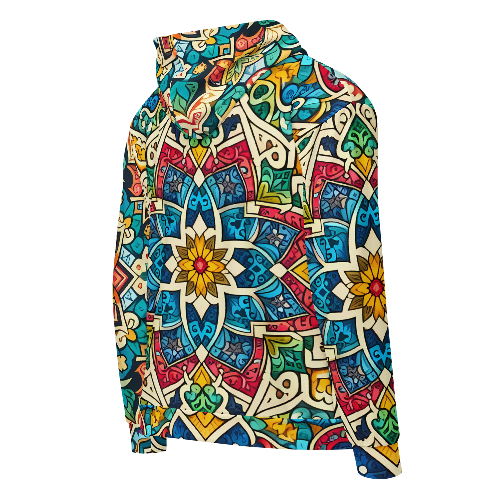 See Wel versatile zip hoodie with artistic patterns, unisex relaxed fit.