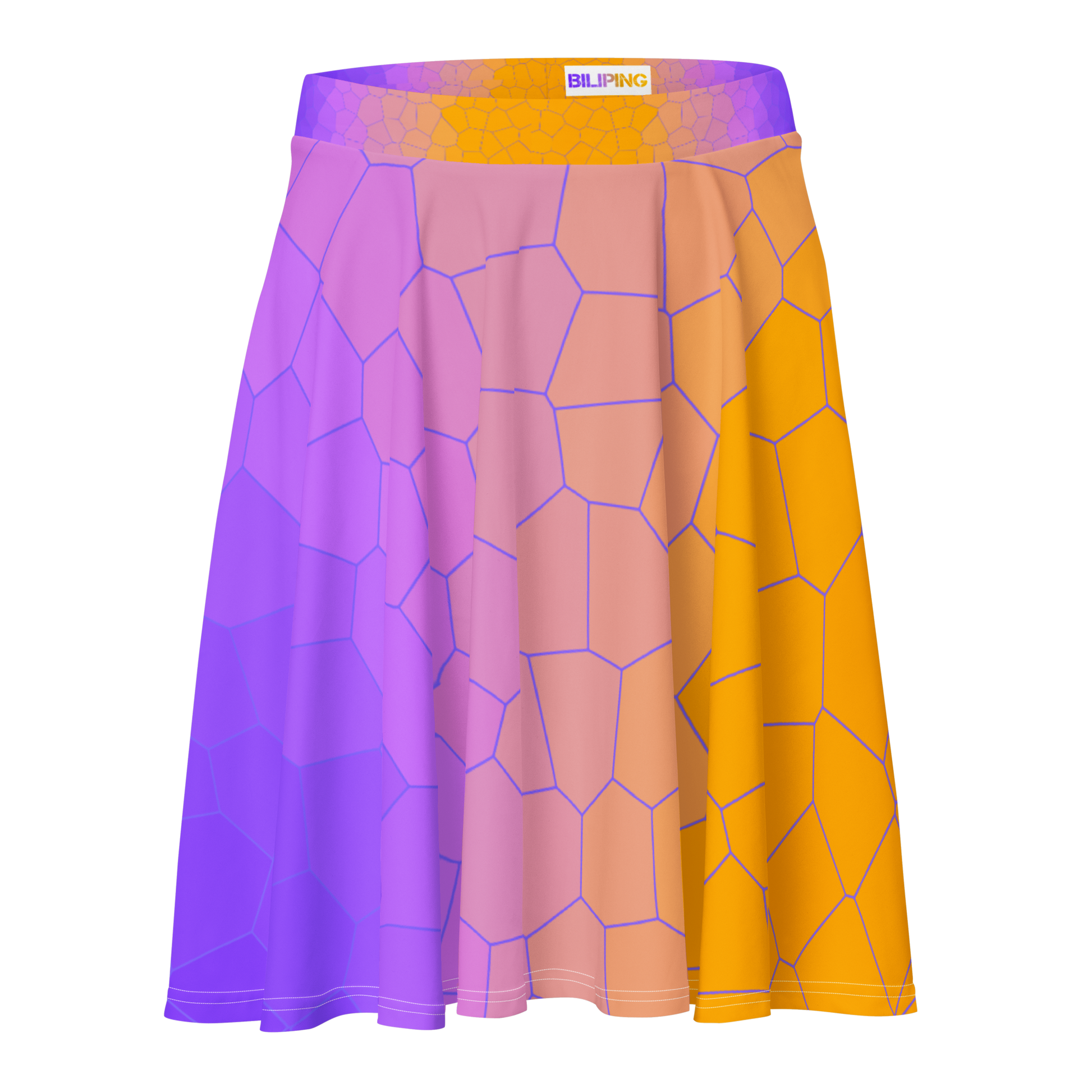 Close-up of Skater Skirt's soft, patterned fabric highlighting its flared design.