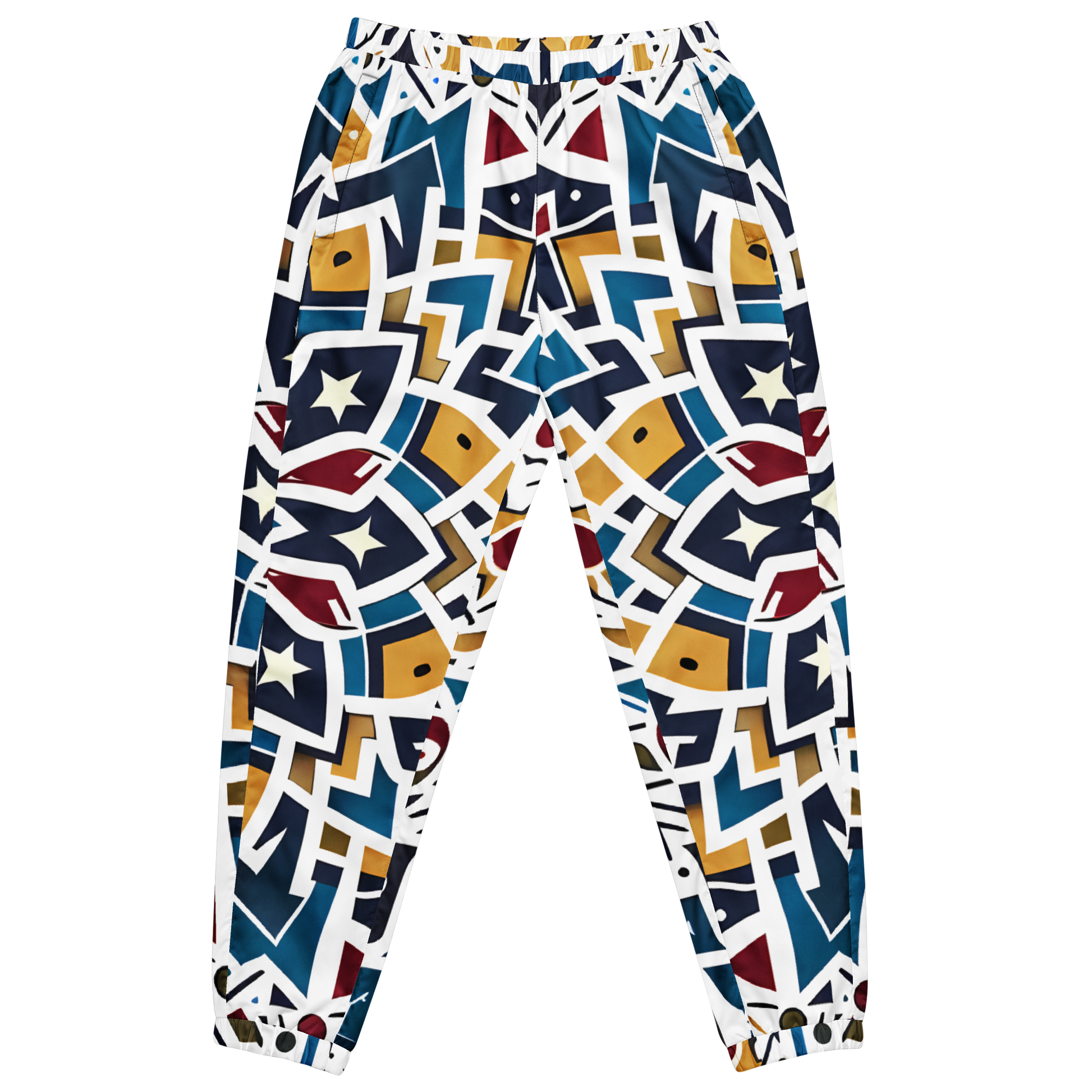 Spectra Shift Track Pants with elastic cuffs, mesh lining, zip pockets.