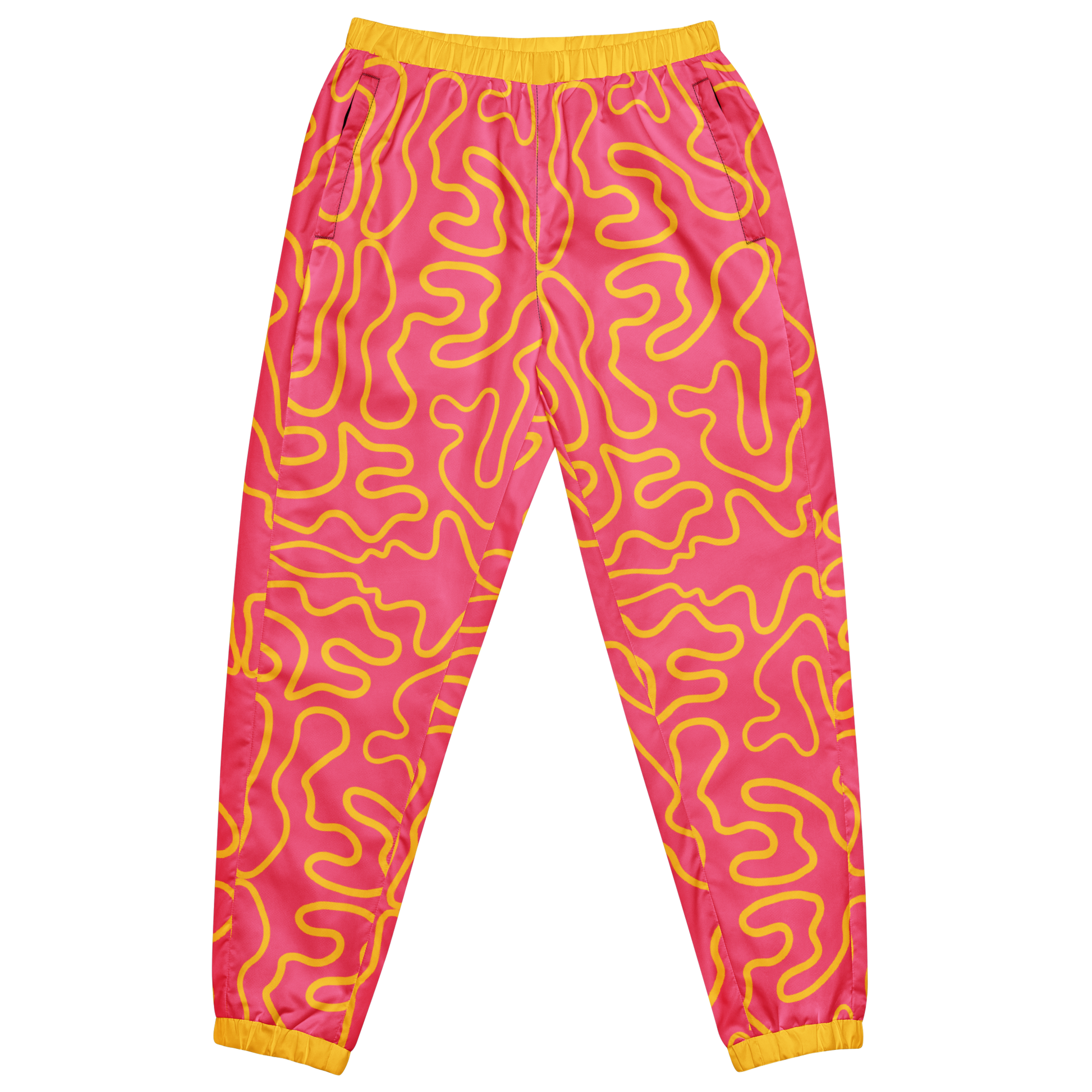 Wavy Line Track Pants: unisex, lightweight with elastic cuffs, perfect for versatility.