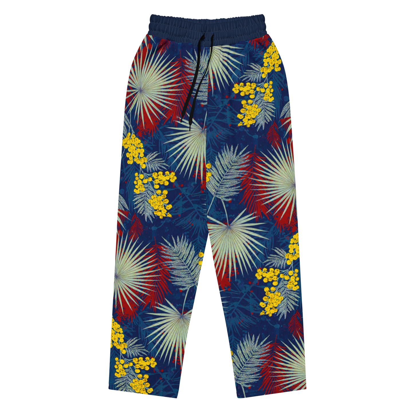 Mimosa Bloom Joggers showcasing wide-leg design and deep side pockets.
